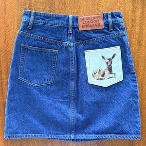Burberry (Size 4) Denim Skirt with Deer Print